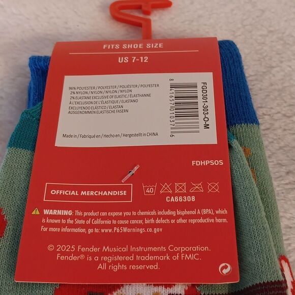 Fender Men's Green Guitar Socks - Picture 3 of 5